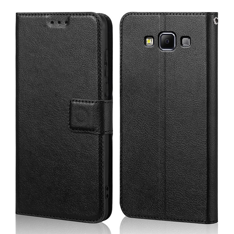 Coque de téléphone à rabat en cuir, étui pour Samsung Galaxy A7 A7 700 7000 A700 A7000 A700F A700FD A700H: Black