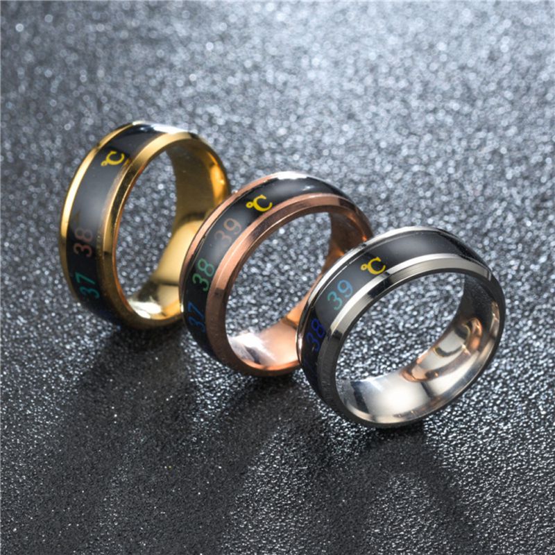 Waterproof Temperature Sense Intelligent Smart Ring Finger Wear Changing Color Temperature Titanium Steel Ring