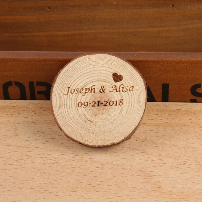 2pcs Custom Wooden Fridge Magnets Rustic Refrigerator Magnets Christening Baptism baby shower Wedding Favor