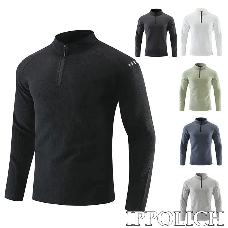 Fitness sort frakke gym jogging herre træningstøj løbe langærmet t-shirt reflekterende herre sportstøj åndbart