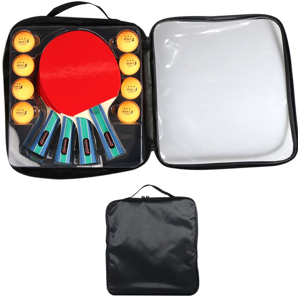 Regail Table Tennis Racket Set Sporting Supplies Portable Table Tennis Racket Set Four Table Tennis Rackets With Bag 8 Balls