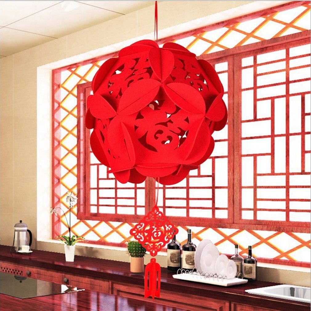 Leuchtend roter blumenkugel-anhänger, hohler chinesischer anhänger, dekoration für das chinesische neujahr, schaufensterdekoration, heimdekoration