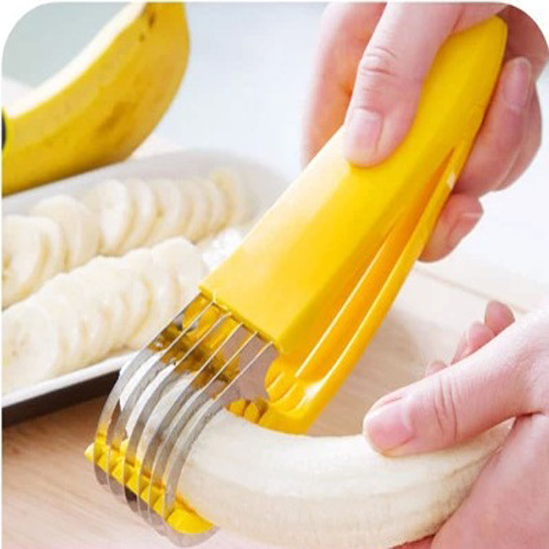 Stainless Steel Banana Cutter Fruit Vegetable Sausage Slicer Salad Sundaes Tools Cooking Tools Kitchen Accessories Gadgets