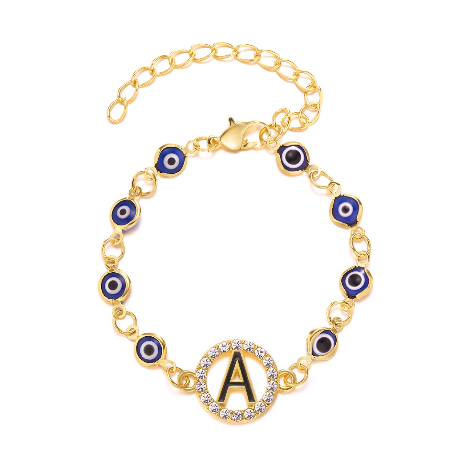 26 Alphabet Anhänger Blau Bösen blick Armbinde Für Frauen Mädchen Harz Legierung Einstellbar charmant Kette Armbinde Schmuck: 1