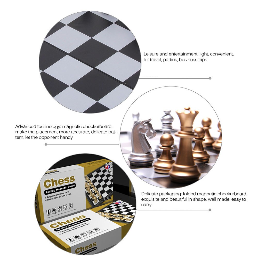 Magnetic Chess Set Folding Plastic Chessboard Lightweight Board Educational Toys Magnetic Chessboard Golden And Silver Chess Toy