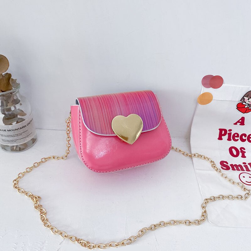 Baby Lakleer Schoudertas Meisje Creatieve Schattige Perzik Hart Decoratie Ketting Schouderriem Prinses Messenger Bag