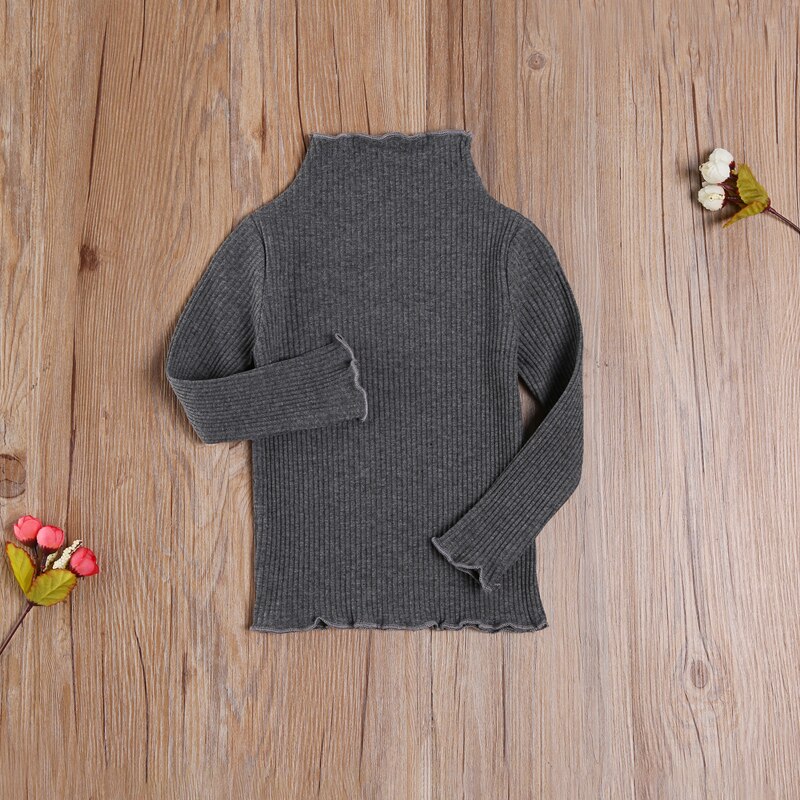 Wallarenear 1-6 jaar peuter babymeisje kindertopjes effen kleur opstaande kraag lange mouwen trui blouse voor lente herfstkleding