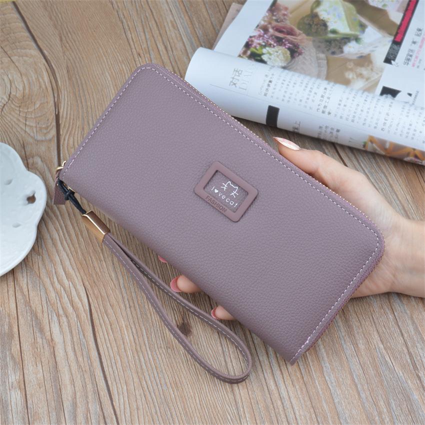 Women Long Wallet Large Capacity Purse Card Holders Phone Bag Printing Cat Wallet Portfel.: Purple