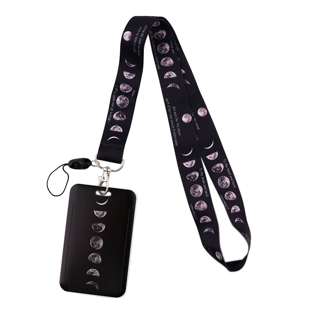 CB519 Maan Creatieve Zwarte Lanyard Badges Id Lanyards Mobiele Telefoon Touw Sleutel Lanyard Nek Bandjes Kantoor Accessoires: 3
