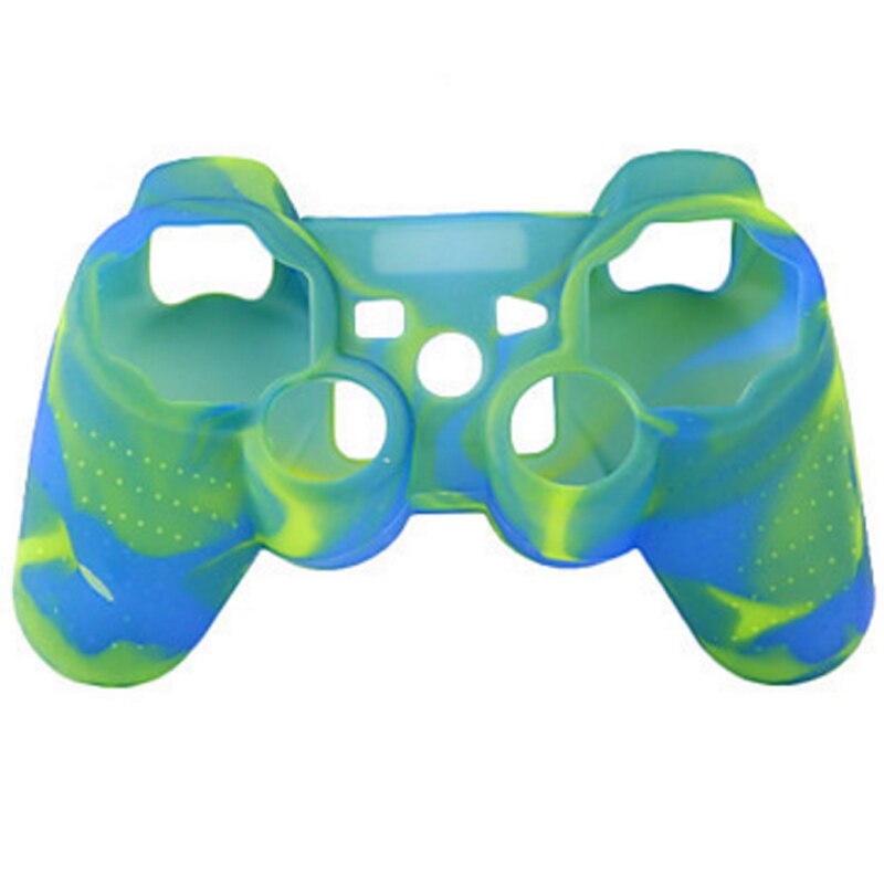Funda protectora suave antideslizante de camuflaje para Playstation 3, funda de goma de Gel de silicona suave para mando de PS3: blue-green