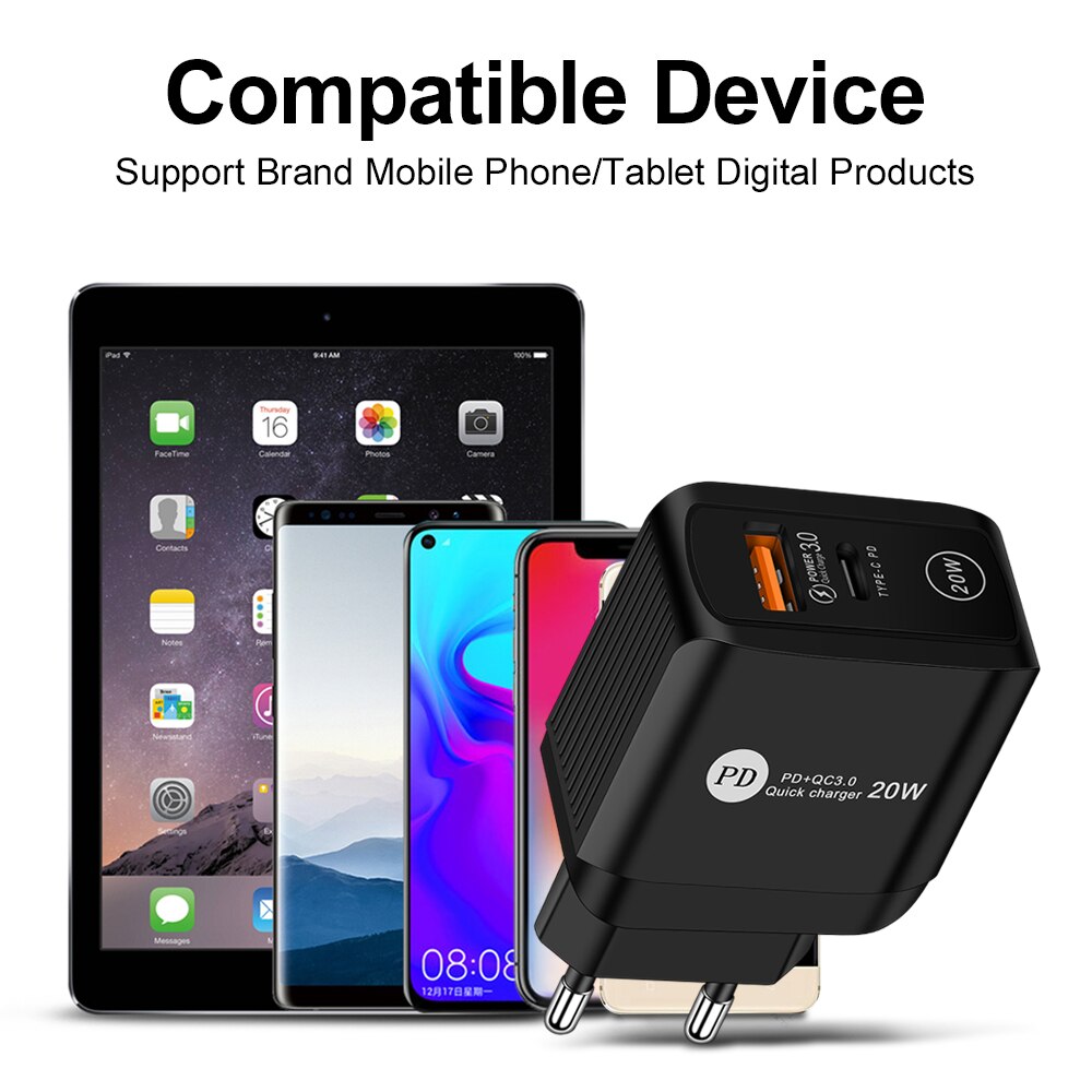 Pd 20w- port-usb-schnellladegerät 11 x 3.0 typ-c-pd-schnellladeanschlüssen für iphone 13 12 eu/us/uk-stecker 2