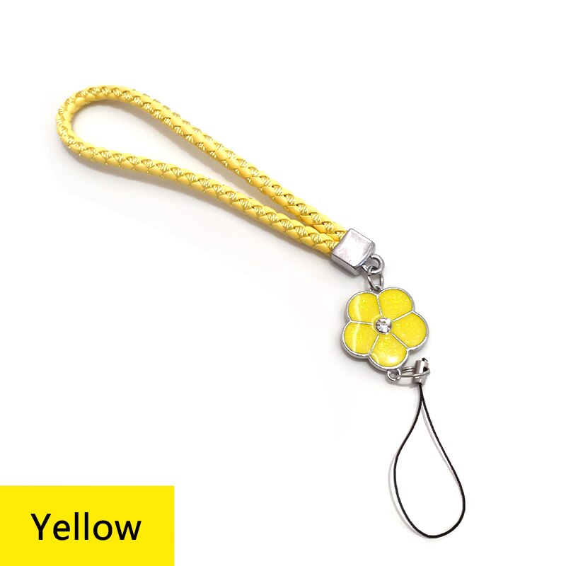10 Colors Phone Braided Lanyard for Keys ID card USB stick Cell Phone Strap flower Weave rope Non-slip Short Lanyards Universal: Yellow