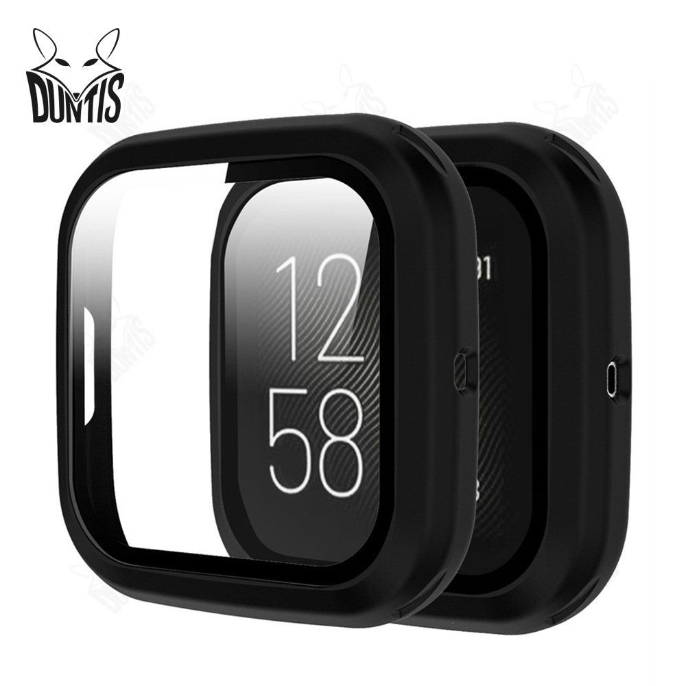 Matte Case + Screen Protector Voor Fitbit Versa 2 Smart Horloge Beschermhoes Met Gehard Glas Bescherming Shell Fitbit Versa2