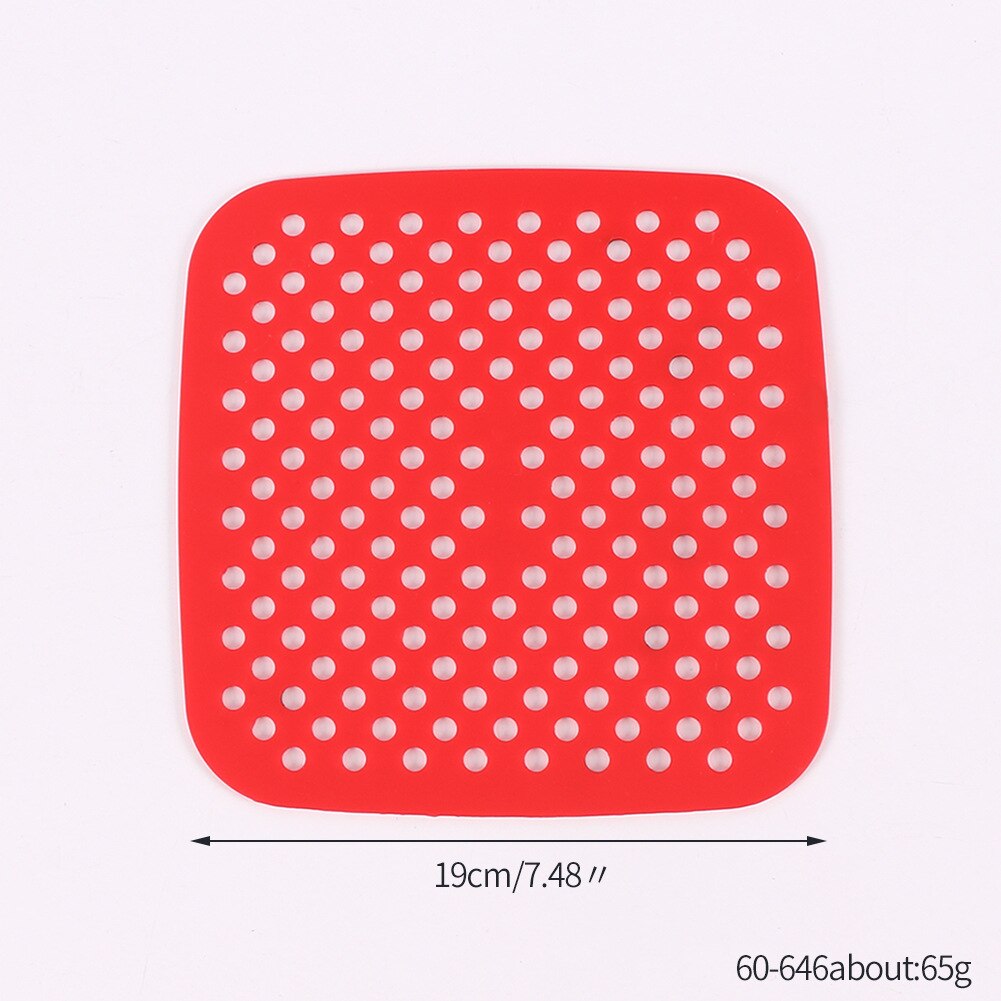 Silicone Air Fryer Liner Reusable Non-Stick Steamer Pad Cooking Mat Air Fryer grilles Air Fryer Baking Papers Bakeware Oil Mats: 19cm red square