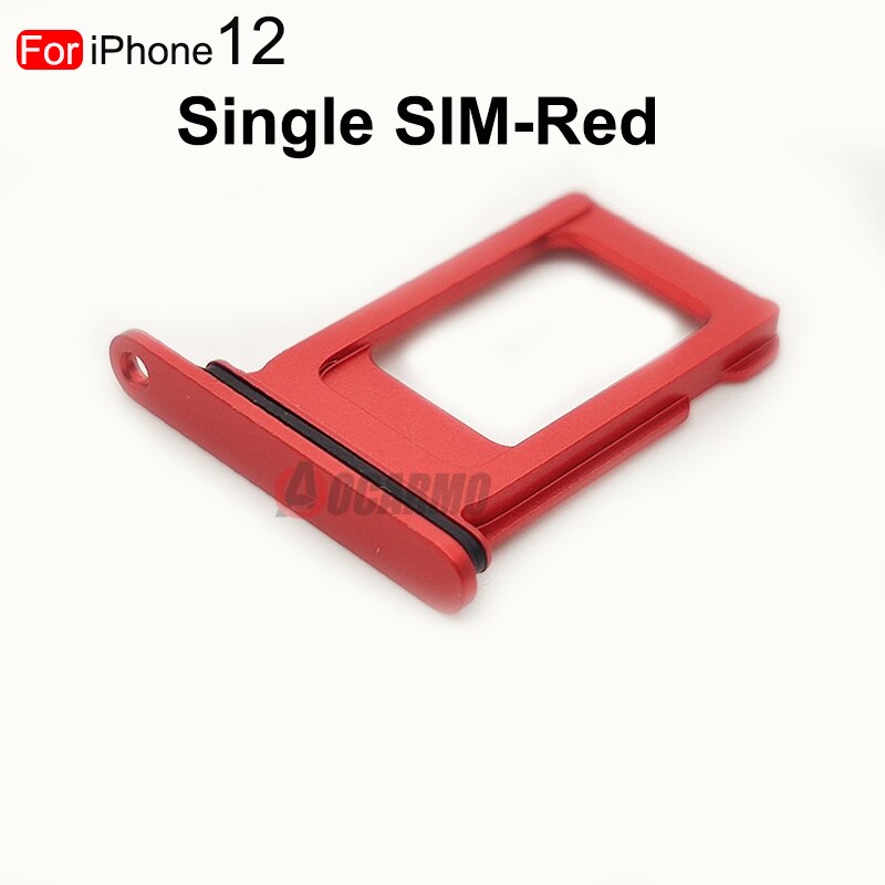 Duplo &amp; único cartão sim para iphone 12 titular bandeja de cartão sim slot titular adaptador soquete peças reposição: Single----Red