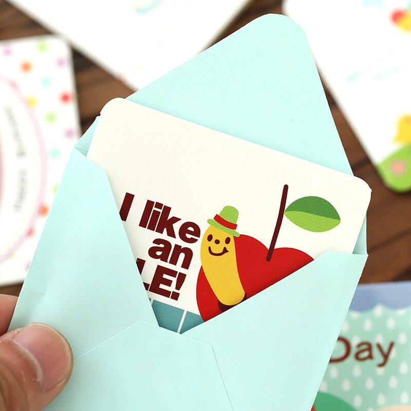 168pcs/lot mini happy birthday cards with the envelope,Blessing and thank you greeting cards