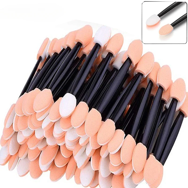 50/100 Uds. Pinceles para polvo de uñas esponja de doble cabeza Mini palos de esponja espejo artístico para uñas aplicador de pigmento cromado herramientas de maquillaje