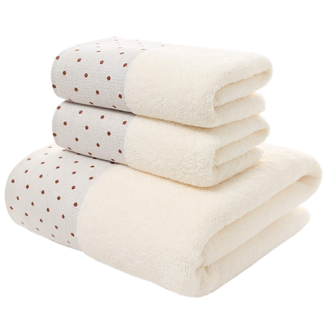 3 Stks/set Zachte Dot Katoenen Handdoeken Voor Volwassenen Absorberende Badstof Hand Bad Strand Gezicht Vel Vrouwen Basic Handdoeken: WHITE
