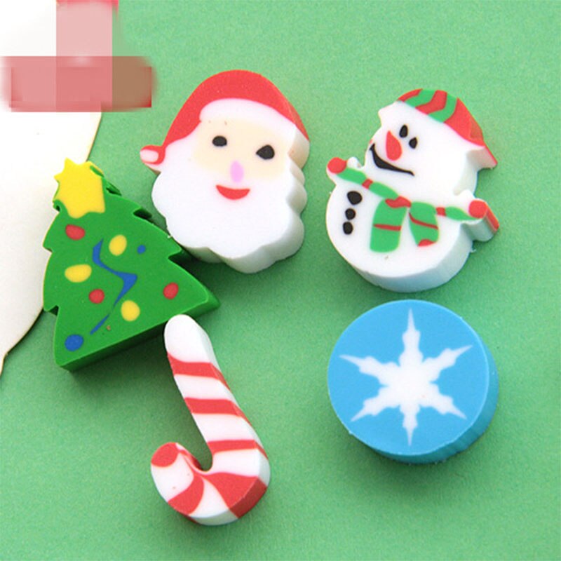 1 æske / sæt , jule viskelæder , julemand / snemand / juletræ æske pakket gummi viskelæder som til børn