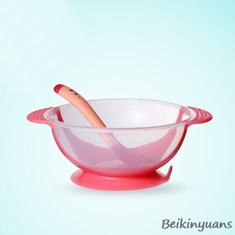 Vajilla con sensor de temperatura para niños, platos de aprendizaje para bebés, bandeja con bol y ventosa: red