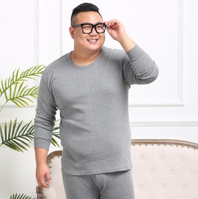 Large Size 6XL 7XL 8XL Winter Men warm 100% cotton underwear Thermal Leggings sets tops and pants elasticity Stretch Bottoms 54: Gray / 4XL-90-100KG