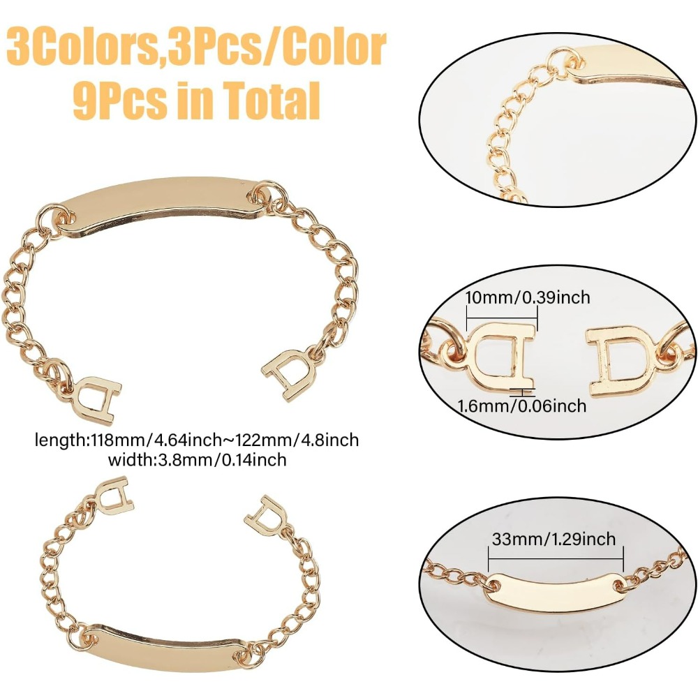 9PCS 3 Colors Metal Coat Hanging Chains Alloy with Iron Coat Hanging Chain Sew On Metal Coat Hangers Hanging Chain making kit