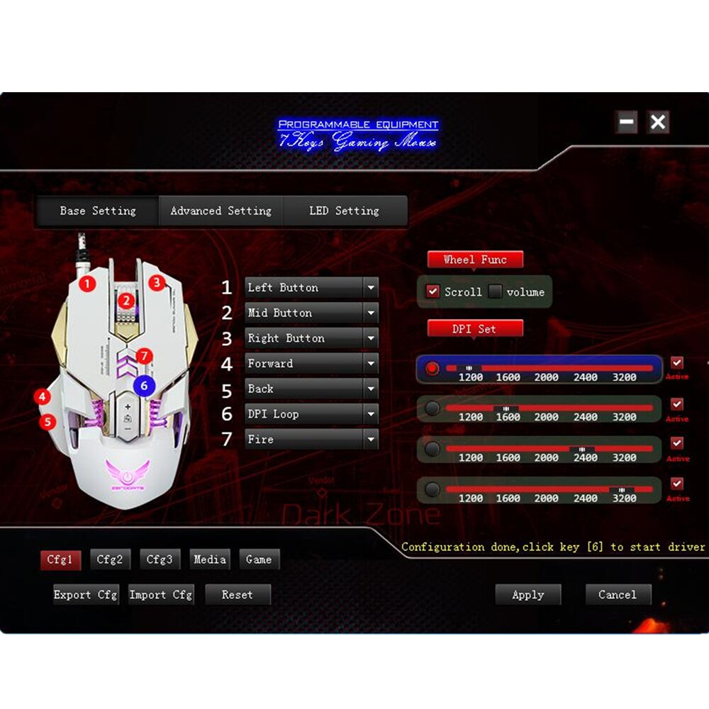 Wired USB E-sport Mouse Computer Mouse Ergonomic 7 buttons breathing lights Gaming 3200dpi Optical Mice White Game Mouse