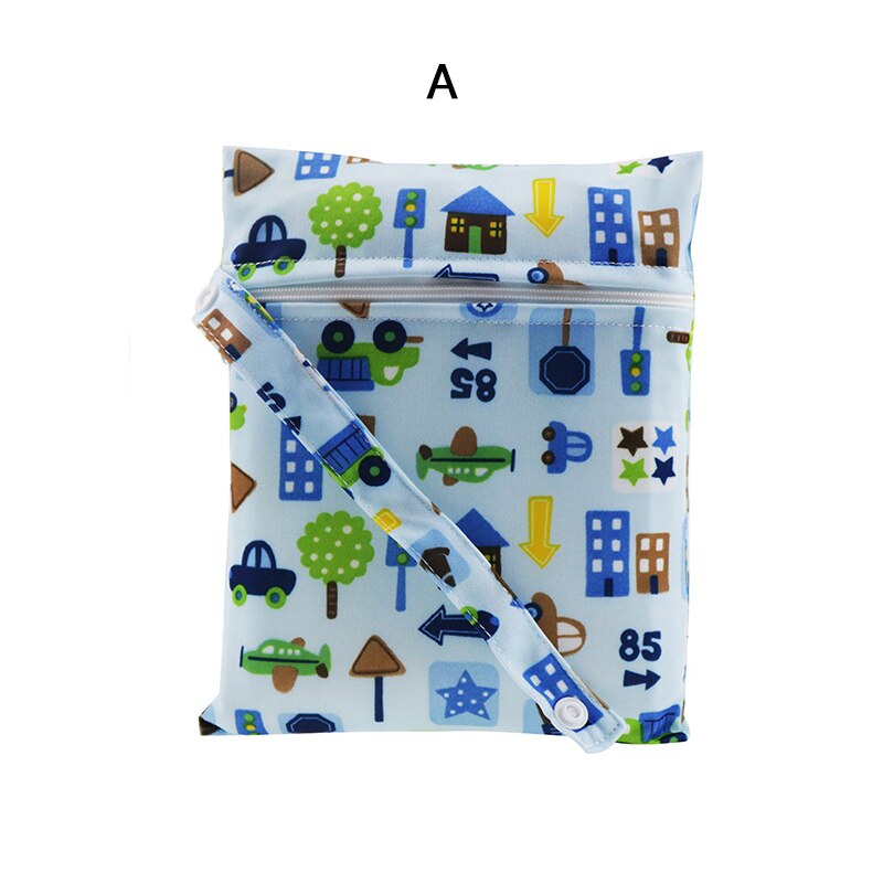 Printed pocket diaper bag waterproof reusable wet bag PUL travel wet dry bag minimum size 25x20cm diaper bag: A