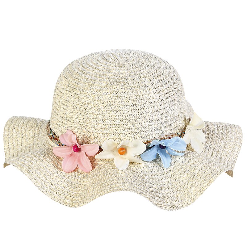 ¡Novedad de ! sombrero de paja para bebé de verano, sombreros transpirables con flores para niños, gorros para niños y niñas, gorra de volantes a los lados Floral de princesa