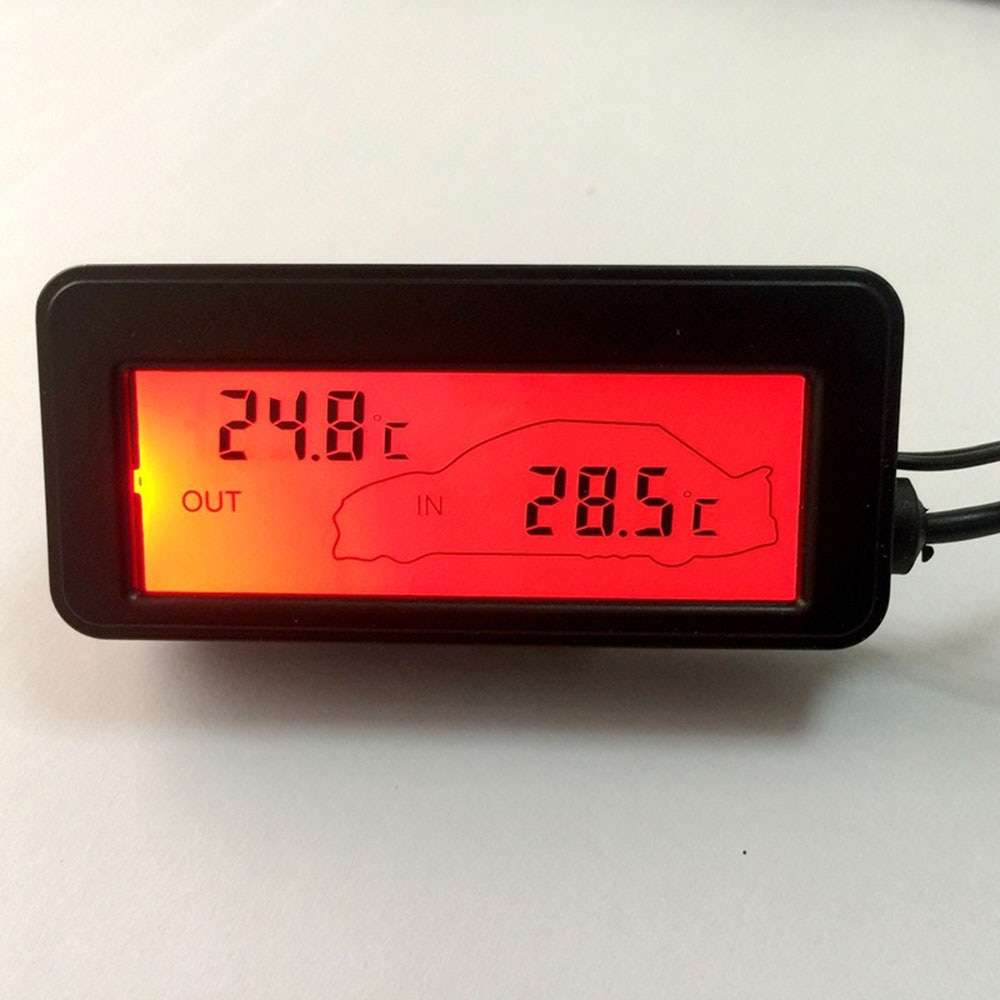 LCD Display Car Digital Thermometer Monitor Mini 12V Vehicles Auto Internal External Temperature Meter 1.5 Meters Cable Sensor