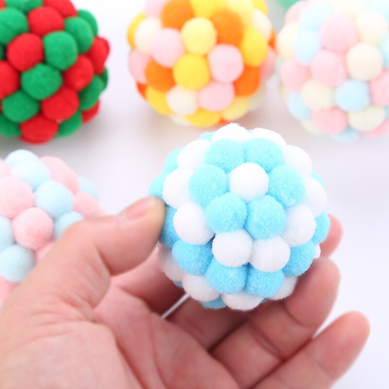 Kat Speelgoed Kleurrijke Handgemaakte Bouncy Bal Kitten Speelgoed Pluche Bell Bal Muis Speelgoed Planeet Bal Kat Speelgoed Interactieve Huisdier levert