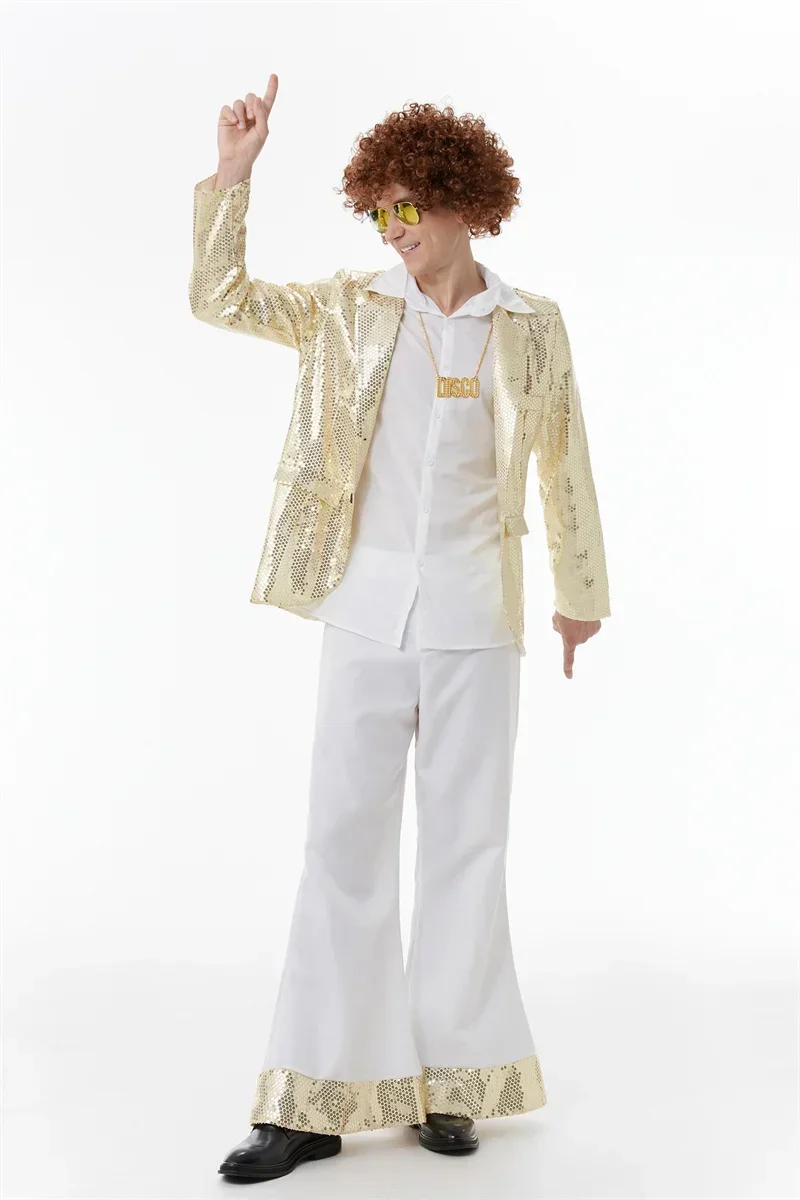 70s costumi da discoteca, costumi cosplay di halloween, vintage 80 , costumi hippy da uomo, pantaloni casual, abiti da festa per festival musicali