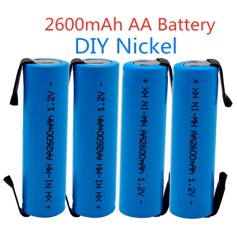 100% Original AA Akku 1,2 V 2600mAh AA NiMH Batterie mit Solder Pins für DIY Elektrische Rasierer zahnbürste spielzeug