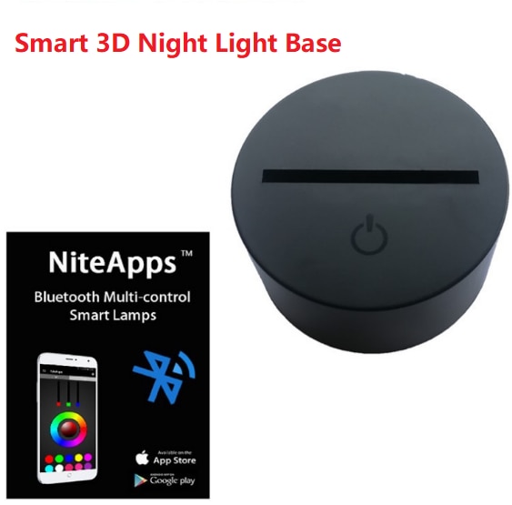 3D Lamp LED Night Light Glow with Remote Crack Base USB Powered Smart Phone Control Alarm Clock Base Bluetooth Base Prize