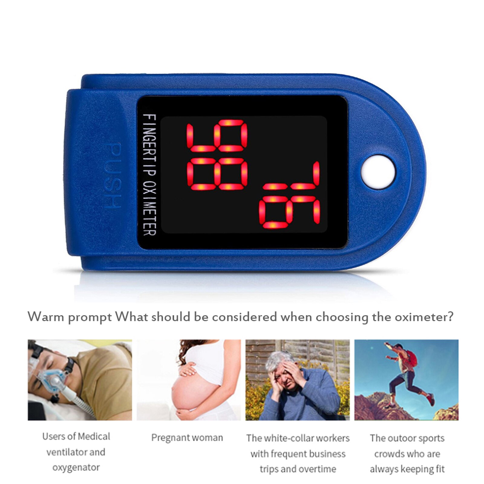 Fingertip Pulse Oximeter Blood Oxygen Saturation Monitor with LED Display Tester Tool