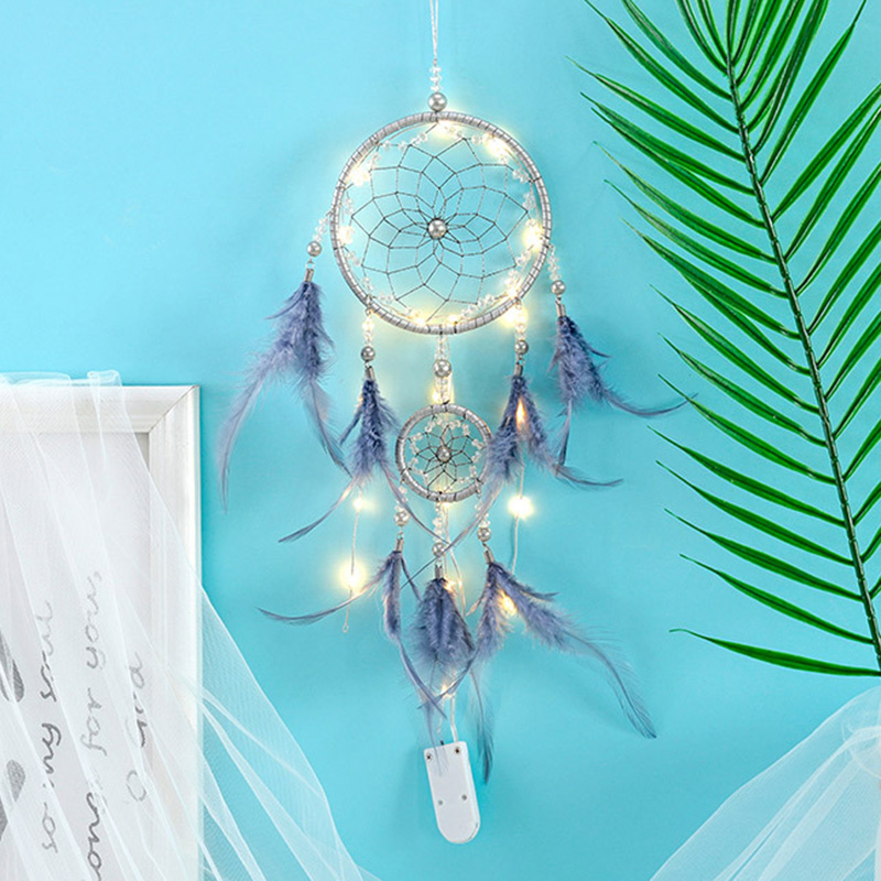 Original apanhador de sonhos com ou sem luz decorações de penas pendurado arte presentes para amigos criativo presentes do dia dos namorados: 09-With lights