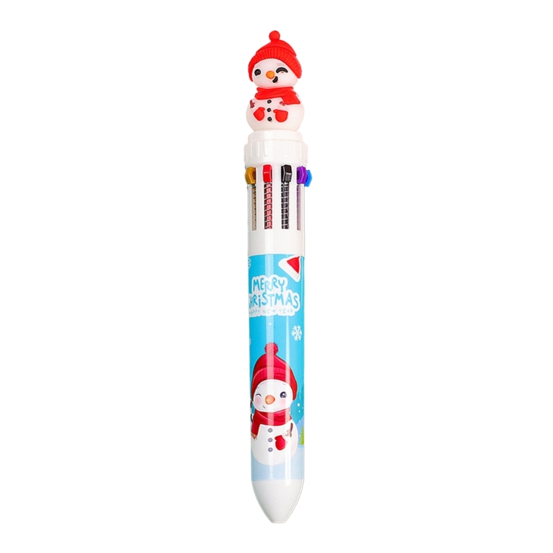 Weihnachtskugelschreiber, einziehbarer mehrfarbiger Stift, 10 Farben in 1 für freundlicher: Gelb