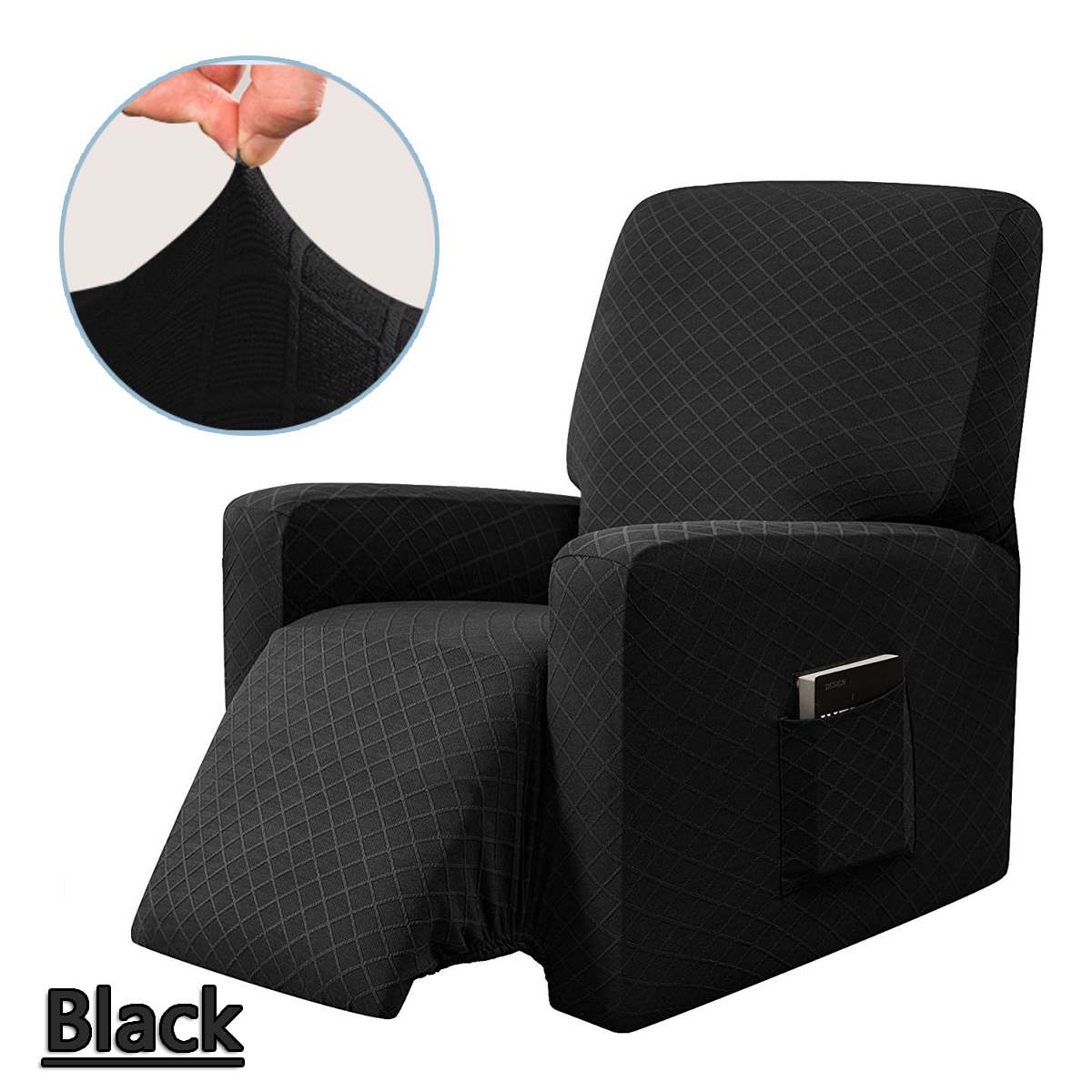 Vandtæt hvilestol stretch sofaovertræk alt inklusive skridsikker elastisk sofasofaovertræk til wingback stol sofa: Sort