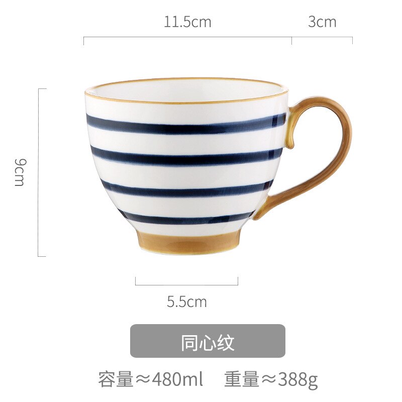 Tazas grandes de cerveza y agua de 480ml, taza de café de cerámica creativa, tazas de té y jugo, taza de leche para desayuno, al por mayor: 480ml-D