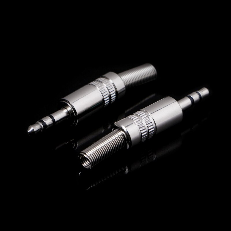 5 Pcs Metal 3.5Mm 2 Ring 3P Stereo Jack Plug Kabel Soldeer Adapter Terminal W/Lente A0NB