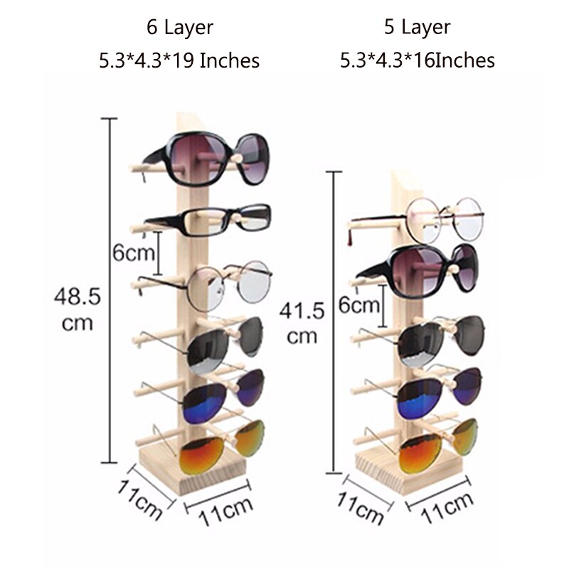 2 ~ 6 lagen Hout Sunglass Display Rack Plank Glalsses Opslag Brillen Toon Stand Sieraden Houder Multi Pairs Glazen Vitrines