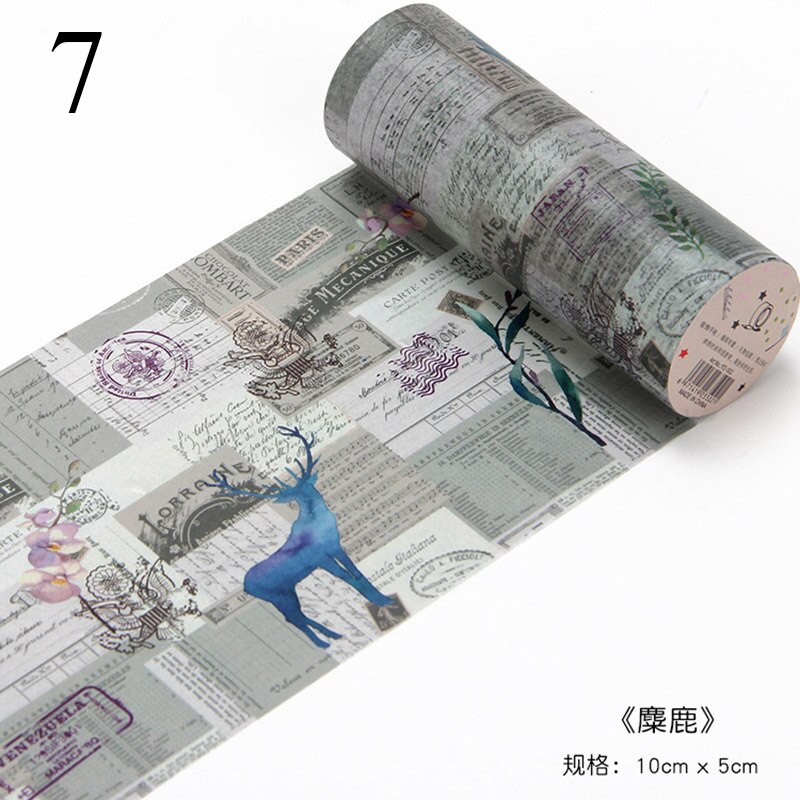 Retro avis washi tape bred maskeringstape diy dekorativt klæbebånd klistermærke til scrapbooking dagbog papirvarer: 7