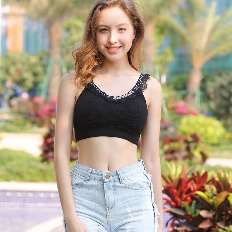 Wimpers Zilveren Lint Tube Top Mooie Terug Verpakt Borst Sport Beha Vrouwen Lingerie Ondergoed: Black