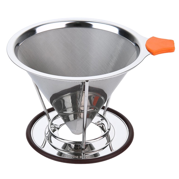 Filtro de café de doble capa de acero inoxidable 304 soporte de café por goteo cestas de embudo filtros de café reutilizables y filtro de soporte de café