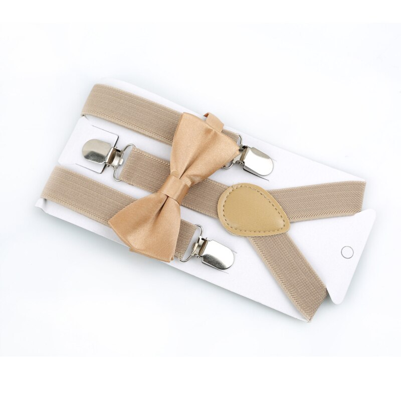 Conjunto de tirantes con pajarita para niños, Tirantes ajustables, accesorios de corbatas de boda para bebés: Beige