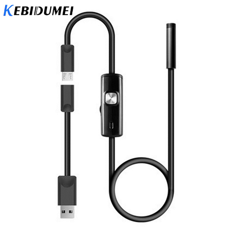 Kebidumei, Mini cámara endoscopio de 7mm, USB, impermeable, boroscopio HD de 720P, tubo de inspección de serpiente, adaptador de cámara de vídeo para teléfono inteligente