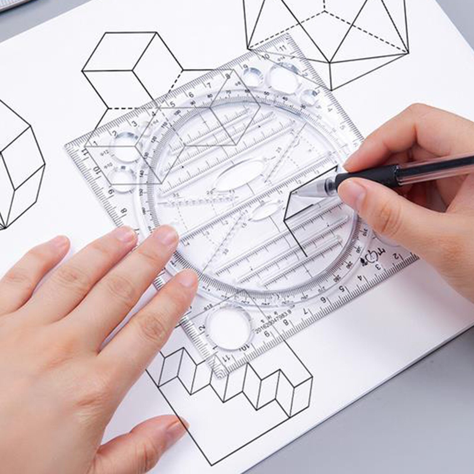 fast Multifunctional drawing ruler Drawing Ruler Mathematical Geometry Template Study accessoires