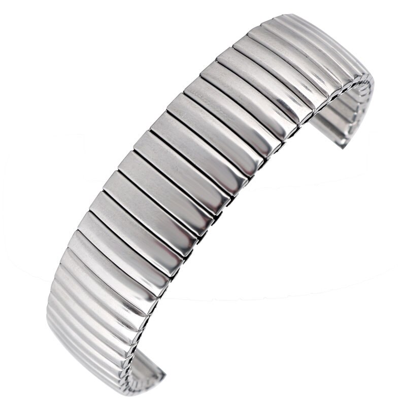 Yisuya 18mm urbånd metal udskiftning sølv armbånd fleksibelt rustfrit stål urrem udvidelse herre kvinders stilfulde