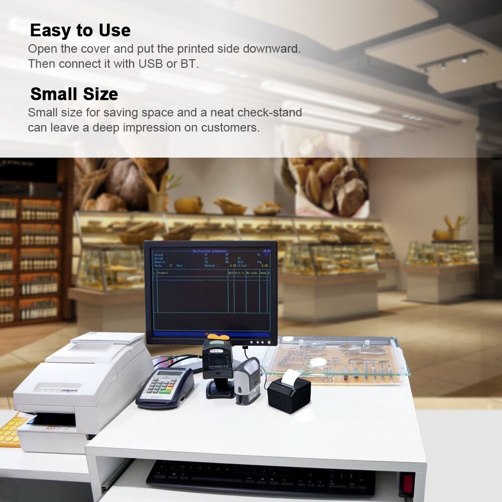 BT Printer USB Thermische Printers Ontvangst Qr Code Barcode Sticker Adhesive Label Printer
