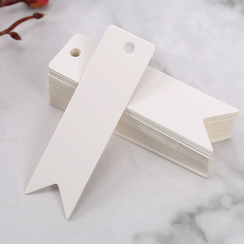 Etiquetas de embalaje para manualidades, etiquetas colgantes hechas a mano de 7x2cm, tarjetas de papel Kraft, etiquetas de de agradecimiento para embalaje de , 50/100 piezas: White-Blank / 100pcs